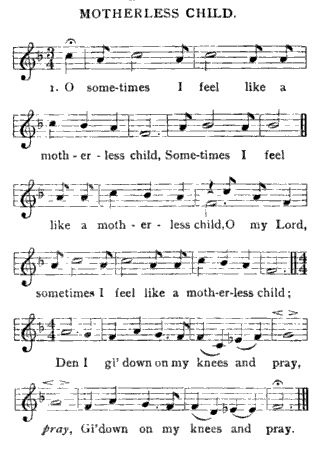 Original 1899 sheet music for Motherless Child, transcribed by William E. Barton